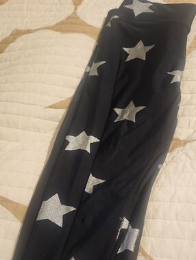 Terez Black Leggings with Silver Star Accents